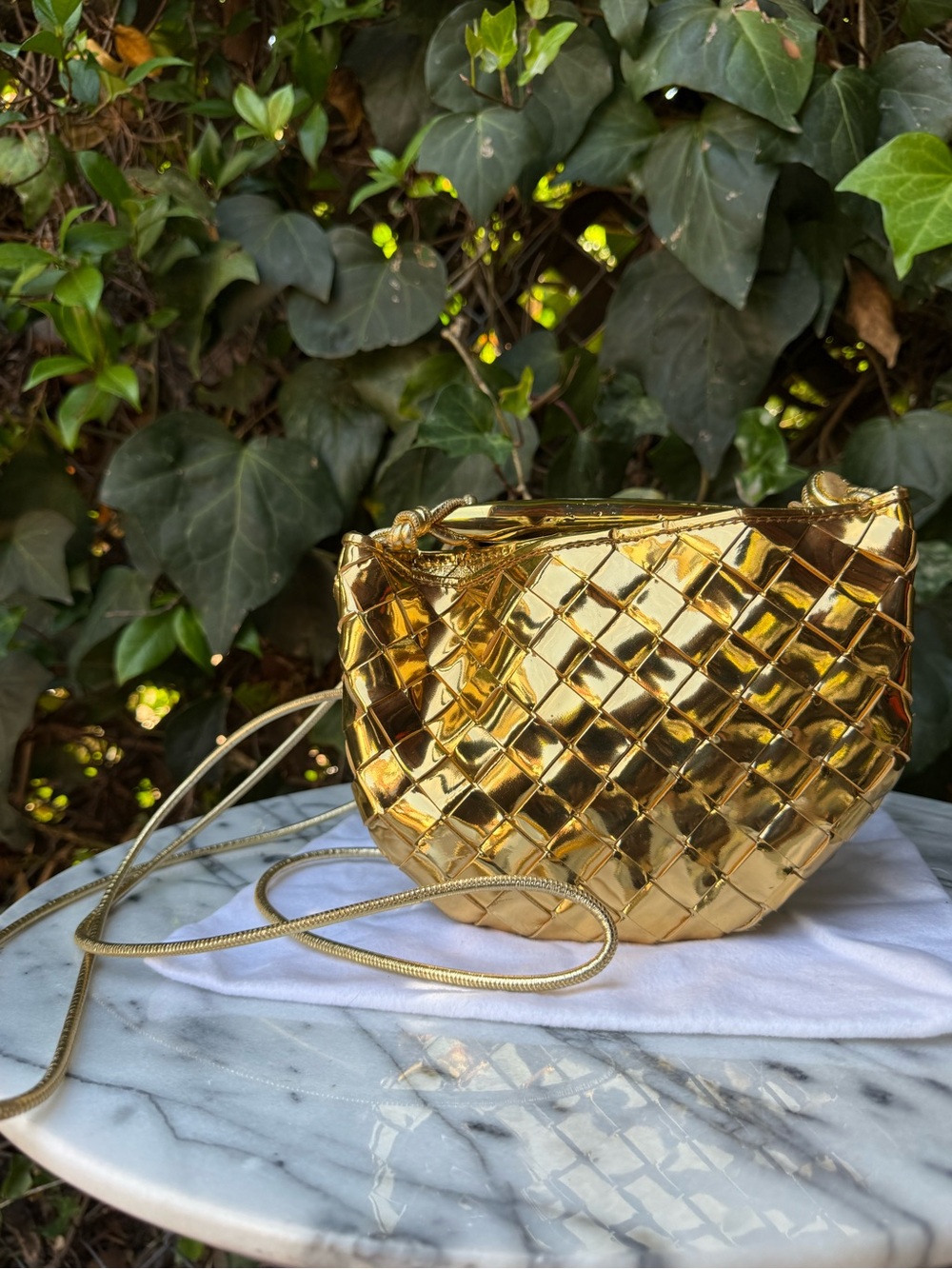 Bottega Veneta Gold Mini Sardine Crossbody Bag - Picture 9 of 11